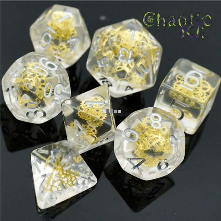 Artificer Dungeons and Dragons Class Dice Set, Cogs. DND Polyhedral Dice Set