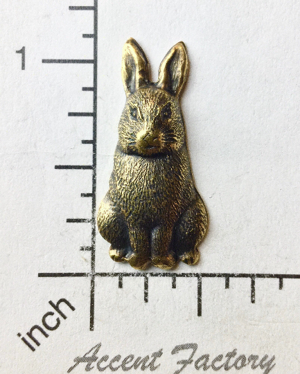 42133 2 Pc - Brass Oxidized Sitting Rabbit Jewelry Finding