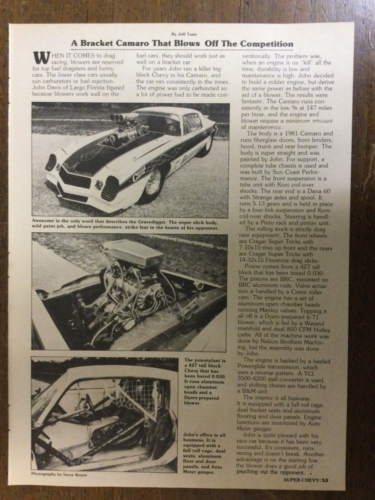 Misc 5766 Article GRAVEDIGGER A BRACKET CAMARO THAT BLOWS OFF THE COMPETION
