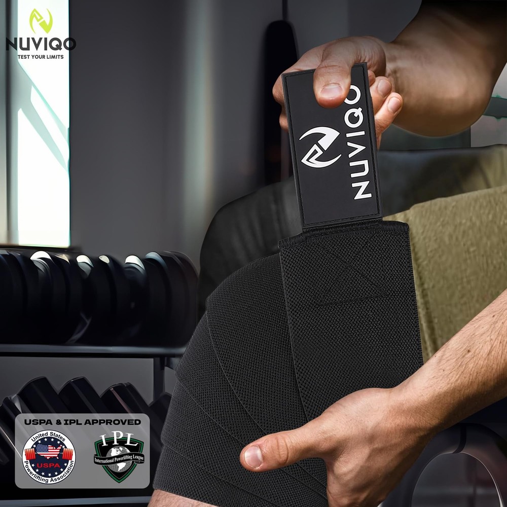 Knee Wraps (Pair) for Weightlifting – 78 Inch Maximum Compression Black 2