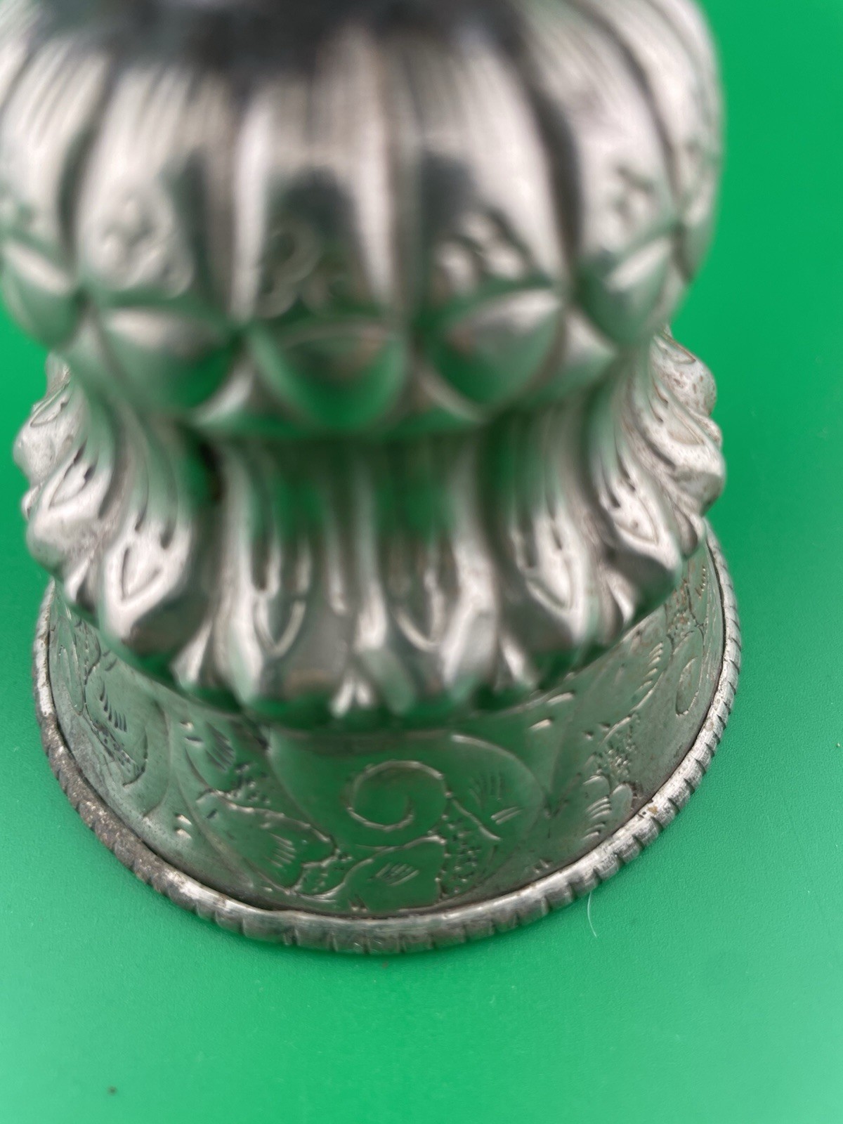 Vintage Tibetan Buddhist Butter Oil Alter Lamp Ornate Repousse Etched Designs