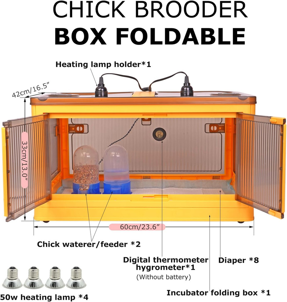 Chick Brooder Box for Chicks, Quail Brooder Box Kit with Heater Feeder and Wa...
