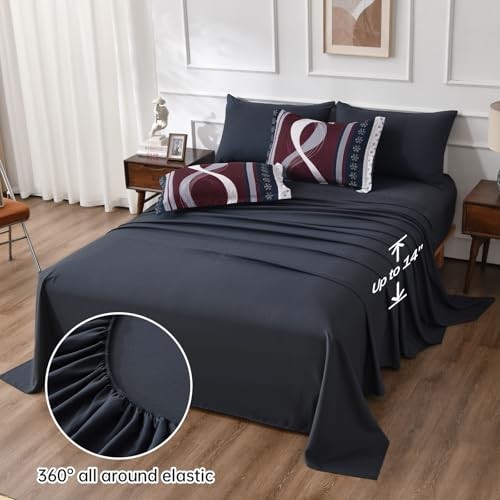 Striped Comforter Set Size,8 Pieces Bed in a Bag Patchwork Queen Blue Red