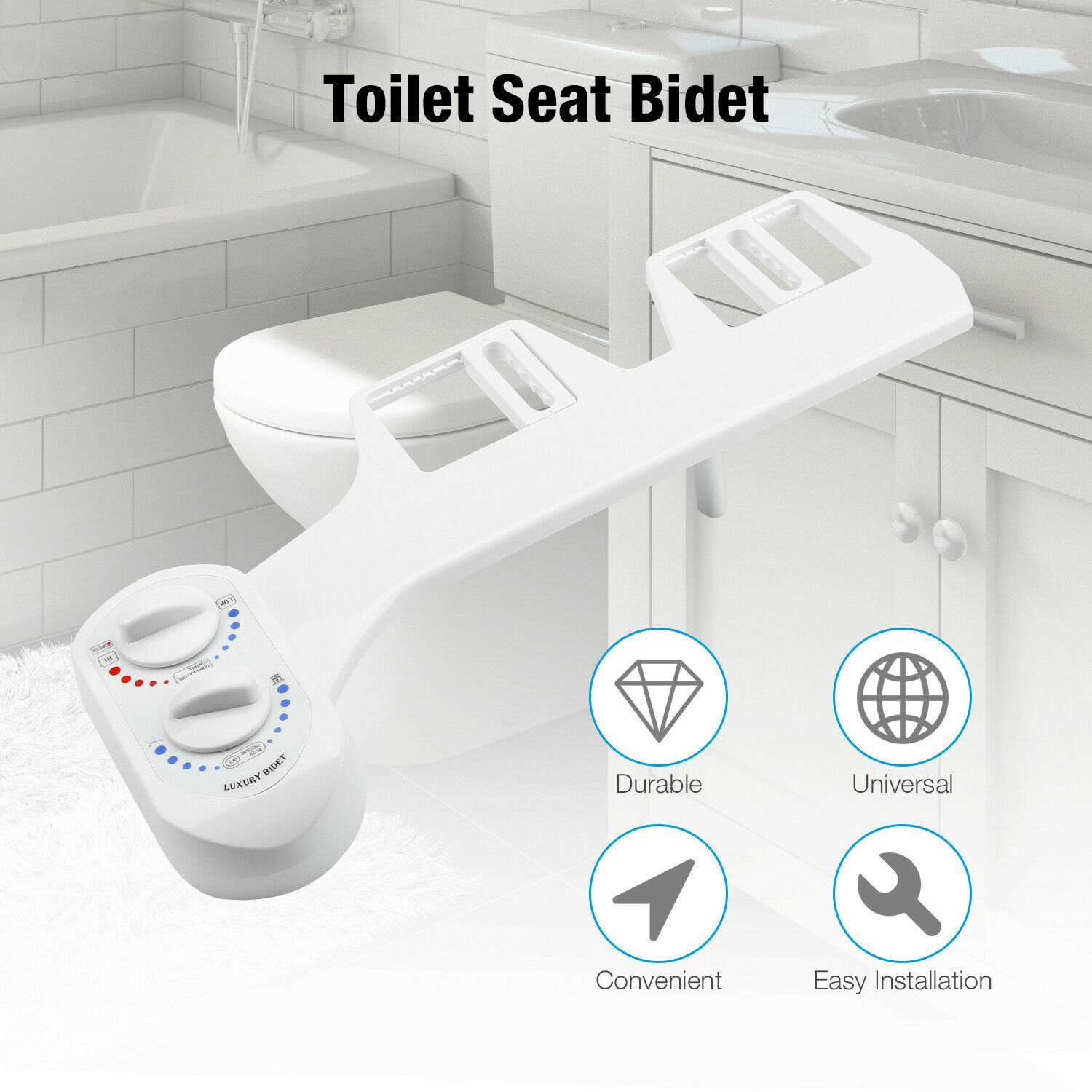 Bidet Fresh Water Spray Kit Non Electric Toilet Seat Attachment Hot Cold Wash