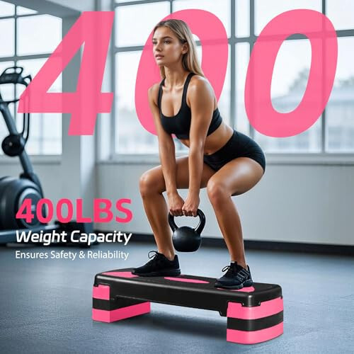 31'' Aerobic Step Platform, Adjustable Exercise Workout Step with Stable Risers,