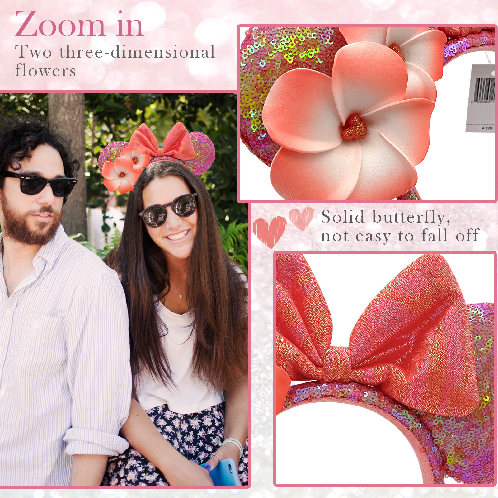 Orange Plumeria Exclusive Aulani Hawaii Disney-Parks Minnie Ears Bow Headband