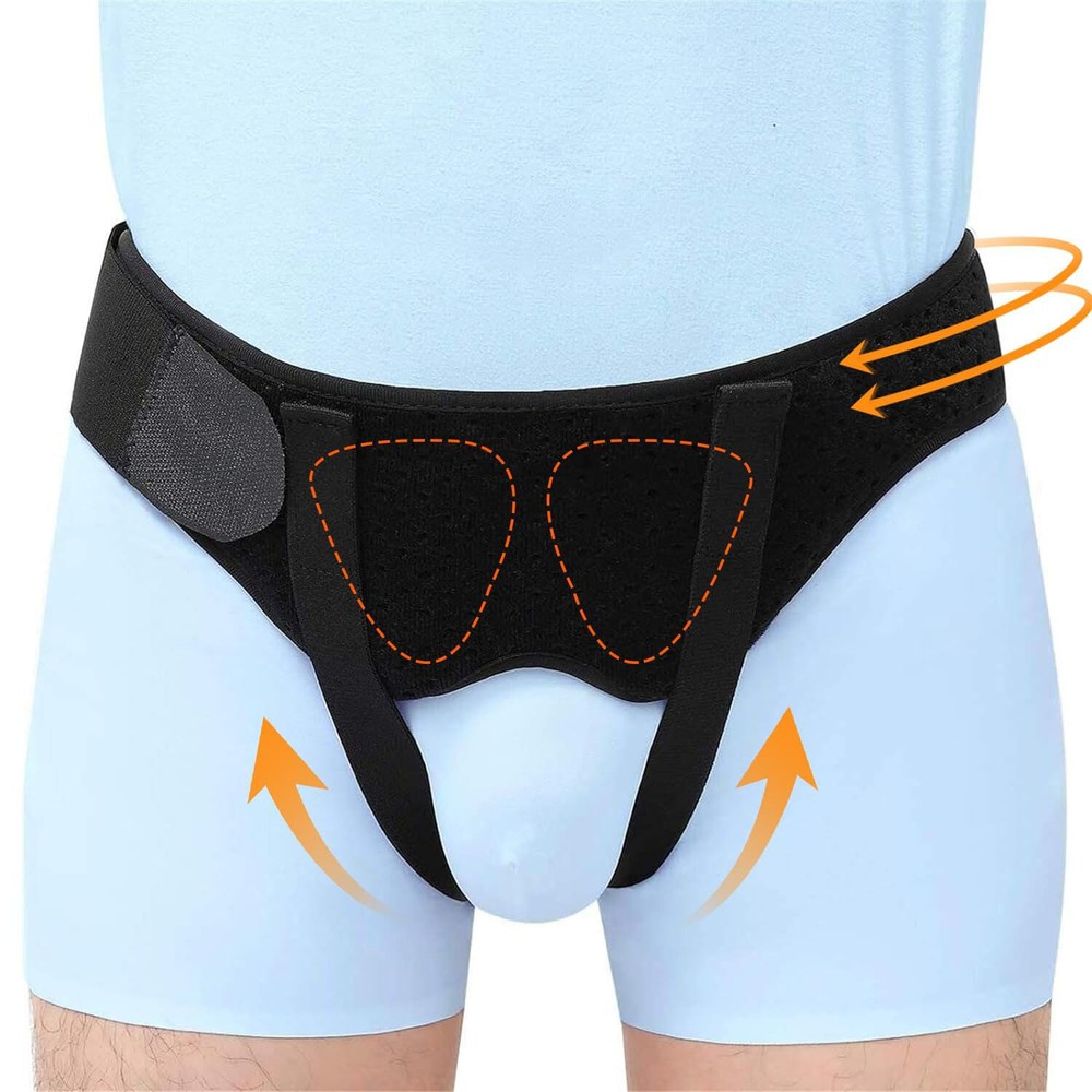 Men Hernia Support Belt Truss for Inguinal with 2 Removable Compression Pads US
