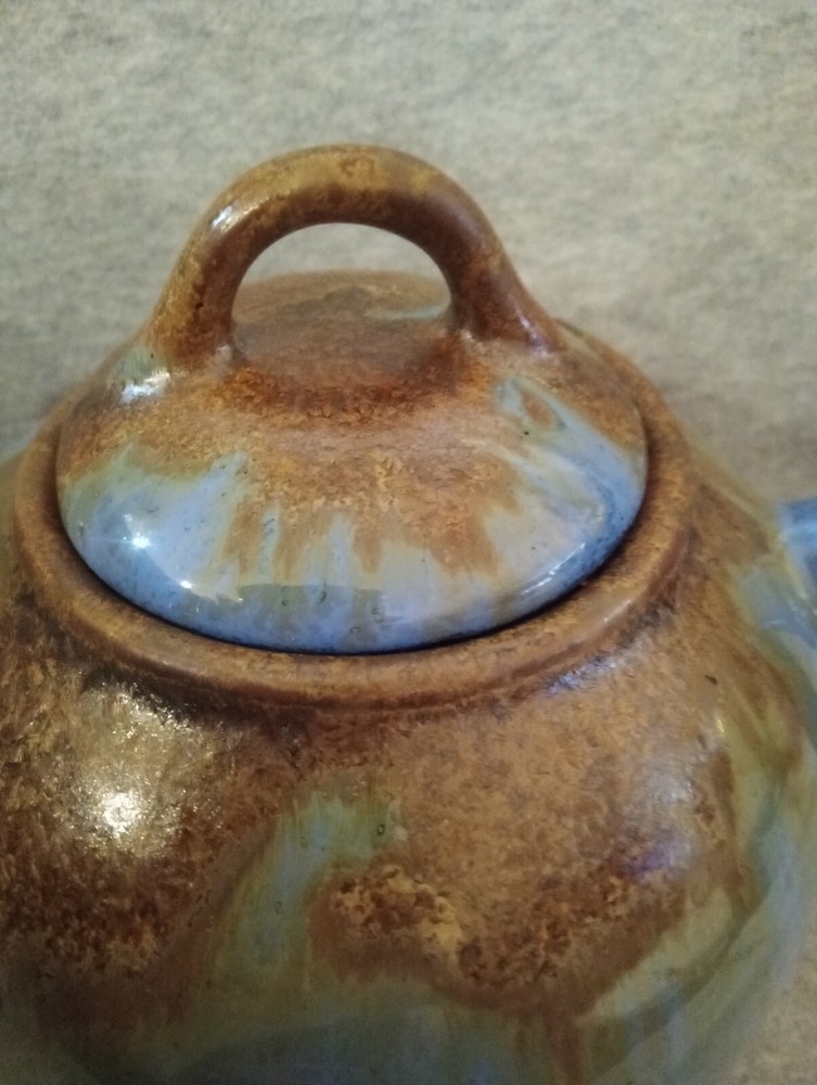 Pigeon Forge Pottery Teapot Blue Brown Mottled Glaze