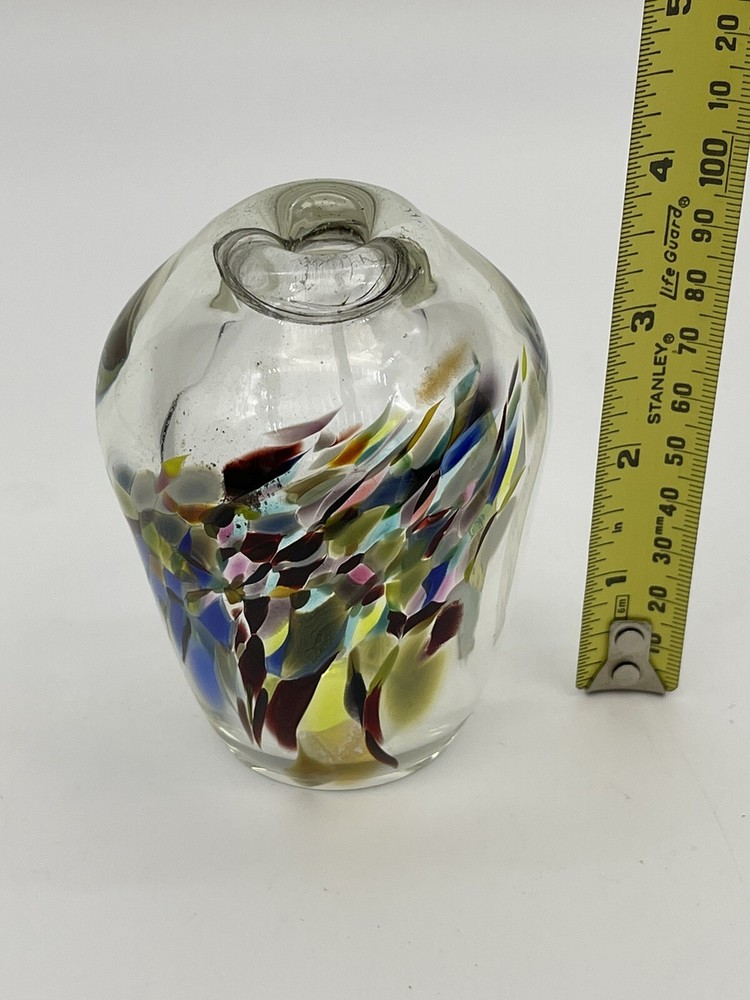 Confetti Art Glass Vase Hand Blown, EUC