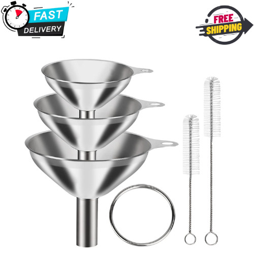 6 Pcs Stainless Steel Mini Funnels for Kitchen Use Large Tiny Small Funnel Set 3