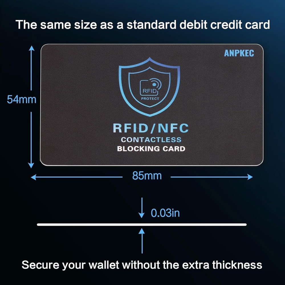 RFID Blocking Card – NFC Contactless Credit Debit Card Protector (5 Pack)