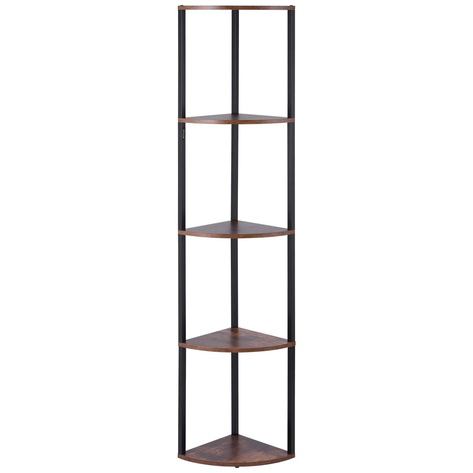 5 Tier Corner Shelf Tall Corner Stand with LED Light Narrow Display Rack