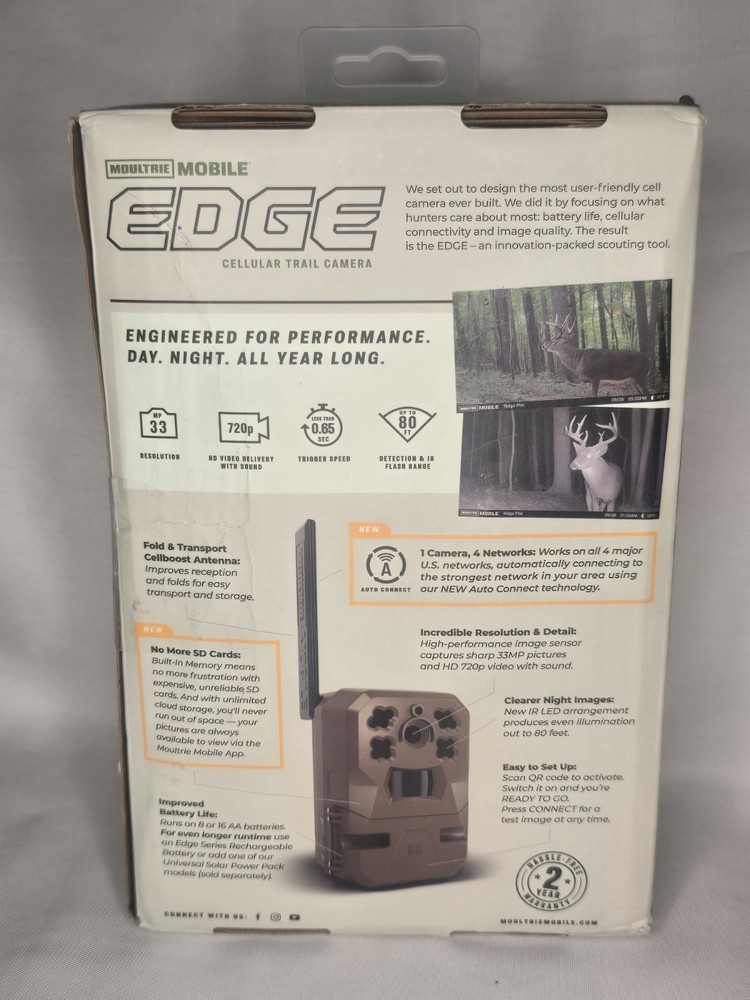 Moultrie Mobile Edge Pro Cellular Trail Camera. Built In Memory. No SD card Req.