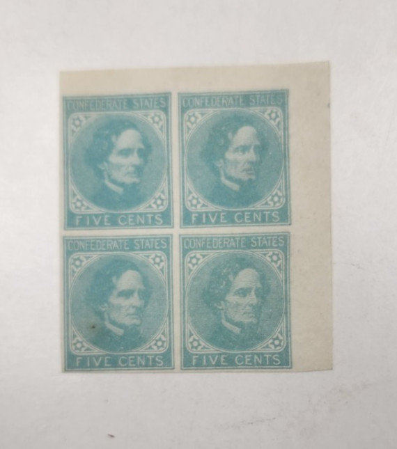 Civil War CSA Five Cent Stamps De La Rue & Co London 1862 Jefferson Davis # 7