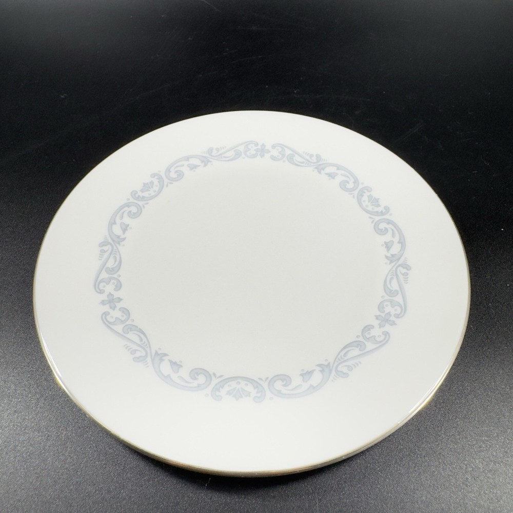 Minton Silver Scroll Pattern Round Porcelain Dish Plate Set 6 Made In England