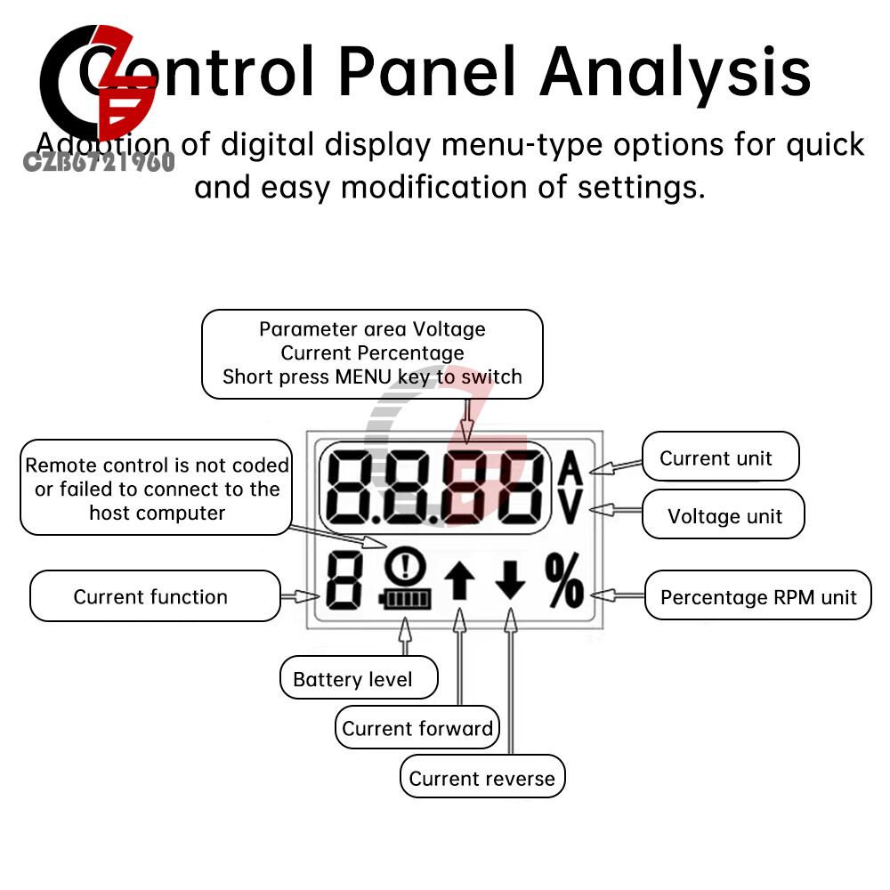 DC 10V-55V 30A Intelligent Brush Motor Speed Controller Display Remote Control