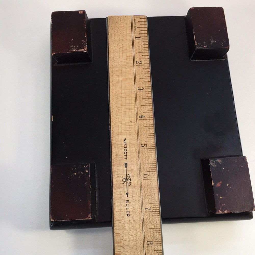 Rectangular Footed Wooden Display Plaque Stand Base Figurine Plants 6"X7"