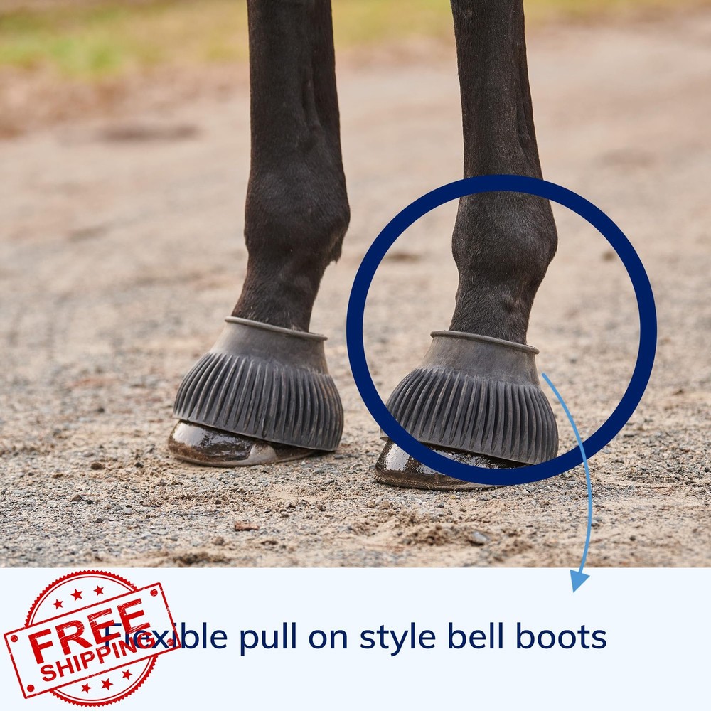 SmartEquine Horse Bell Boots Medium Rubber Ribbed Pull On