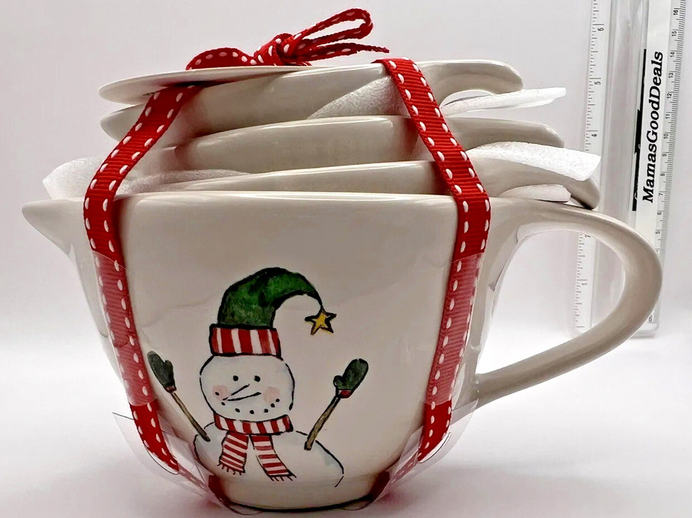 New Rae Dunn Christmas Nesting Ceramic Measuring Cups Christmas Kitchen Baking