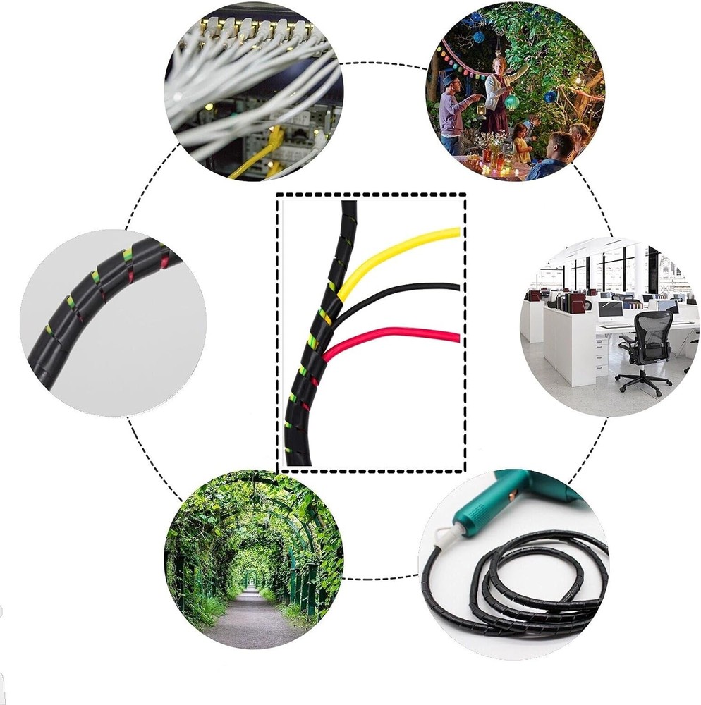 Spiral Cable Wrap,10ft – 1/4 inch Wire Wrap Cord Covers Bundle Black