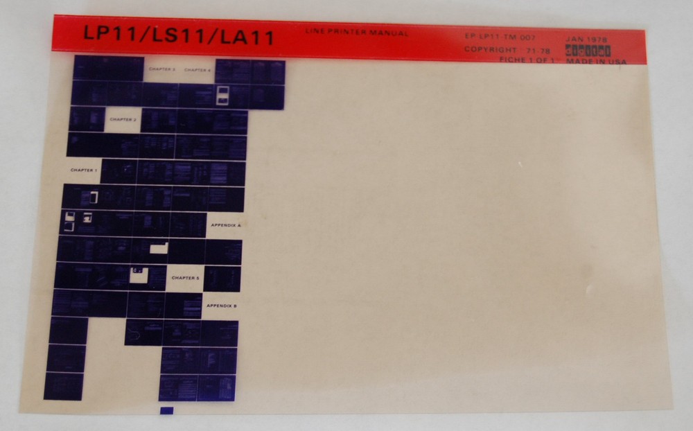 DEC LP11/LS11/LA11 Line Printer Manual, Microfiche