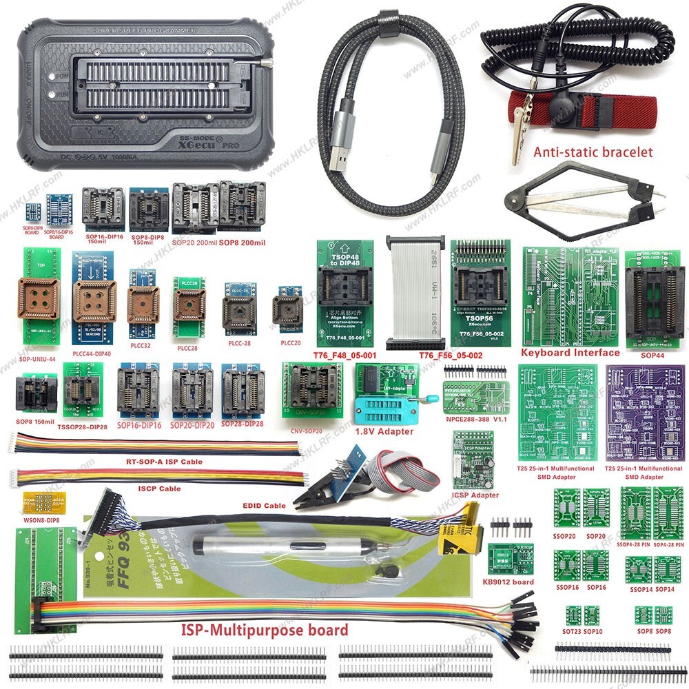 T76 Programmer+49 Adapters Support Eprom ISP BGA Socket Tester Clip Socket XGecu