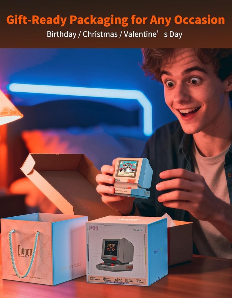 Mini Retro Bluetooth Speaker with Pixel Display, App-Controlled Clock Gifts