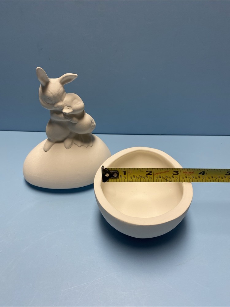 Ceramic Bisque Bunny And Chick Friends Egg Box Ready In Time For Easter
