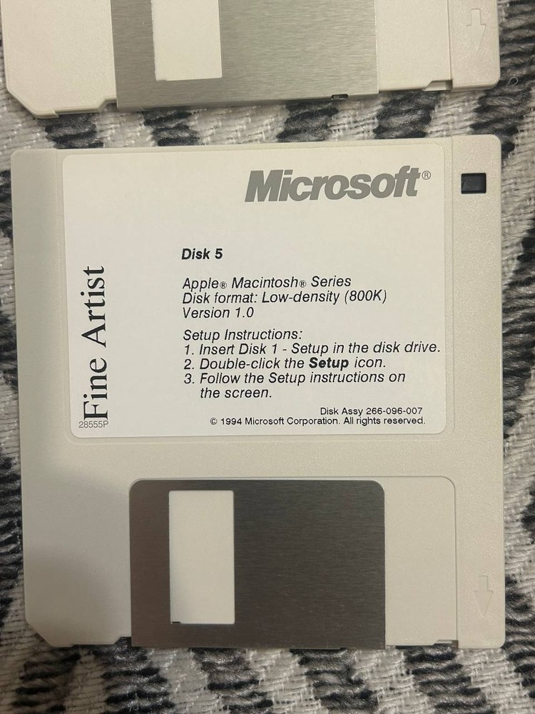 Microsoft Fine Artist Macintosh Software Boxed Promo Sample Missing Disk 1