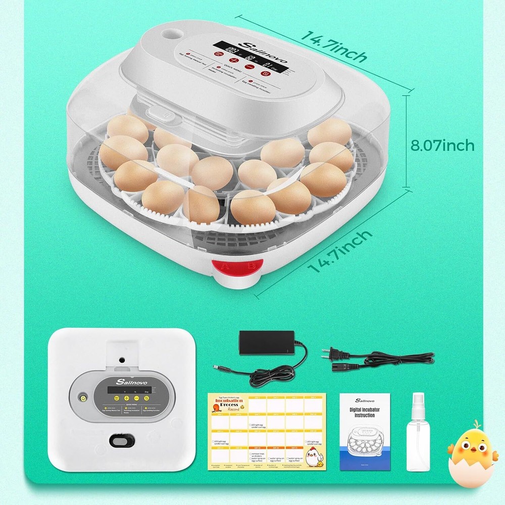 24 Eggs Incubators w/Automatic Egg Turning, Egg Candling &Humidity Display NEW!