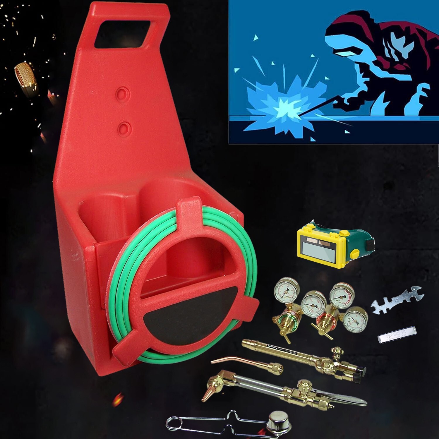 HVAC Portable Oxygen Acetylene Welding Cutting Torch Kit w/ Carrying Case & Hose