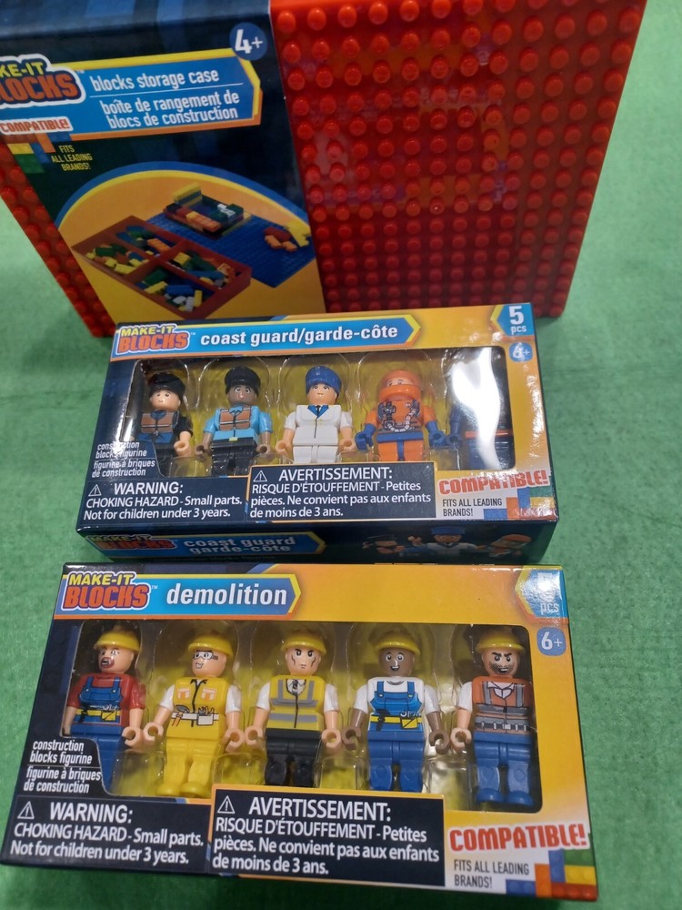 Make It Blocks Coast Guard,Demolition Mini Figures + empty Storage Case
