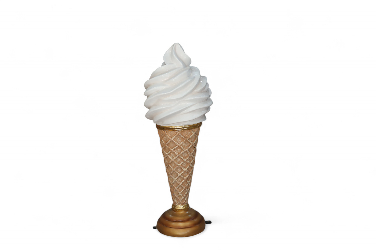 Ice Cream Cone Statue on Stand Soft Serve Vanilla 3.3 FT Indoor Outdoor