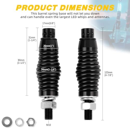 2PCS Whip Lights Barrel Spring Mounting Base LED Whip Lights Spring Base