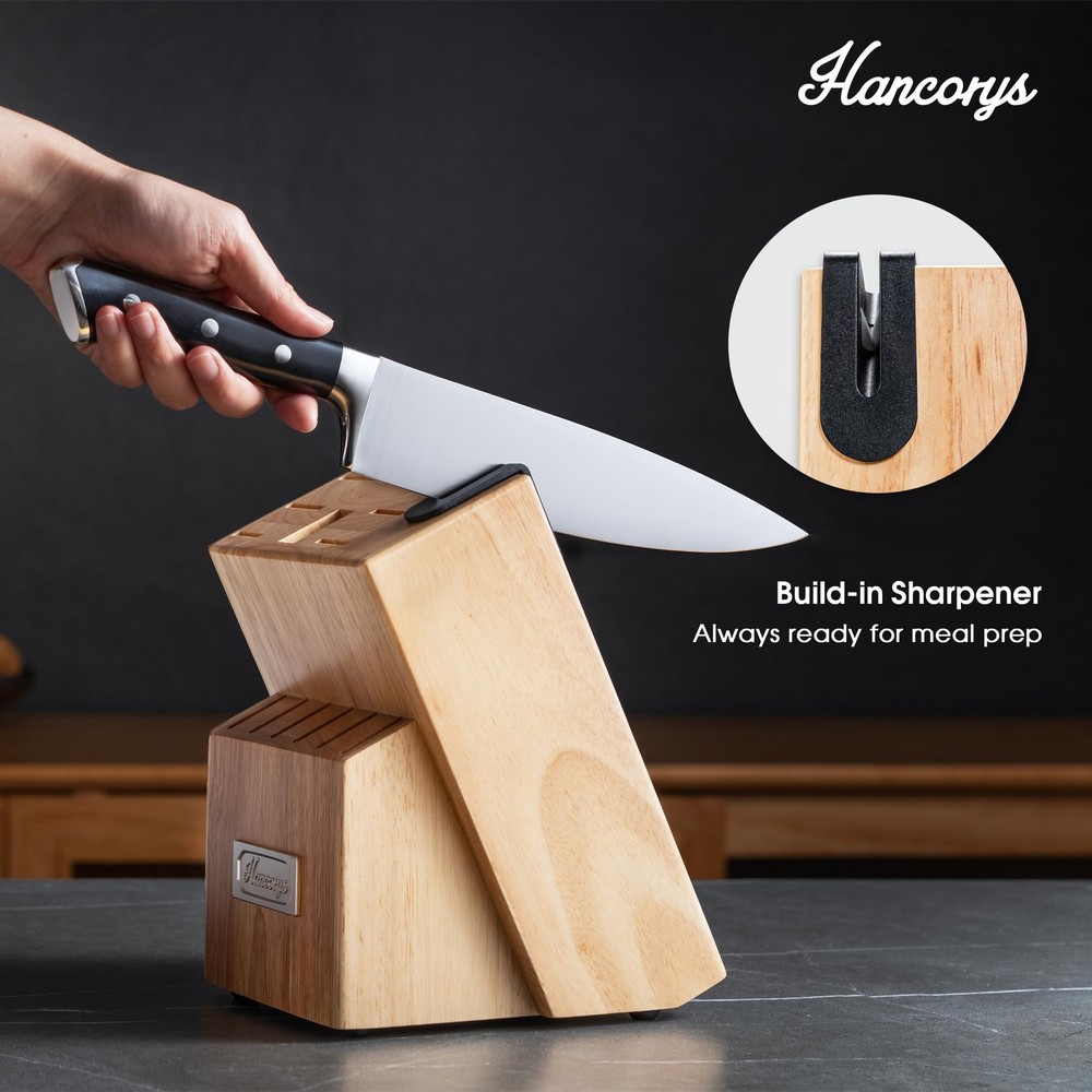 Block Set, 15 Pcs Kitchen Set, Enduring Ultra Sharp High Carbon German Stainl...