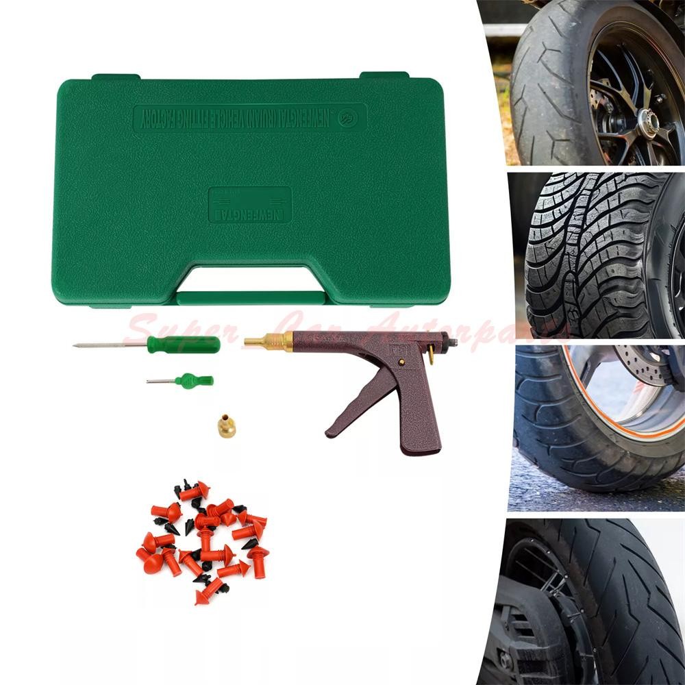 Tire Plugger Tubeless Tire Wheel Repair Gun Kit Mushroom Plug Probe Nozzle USA