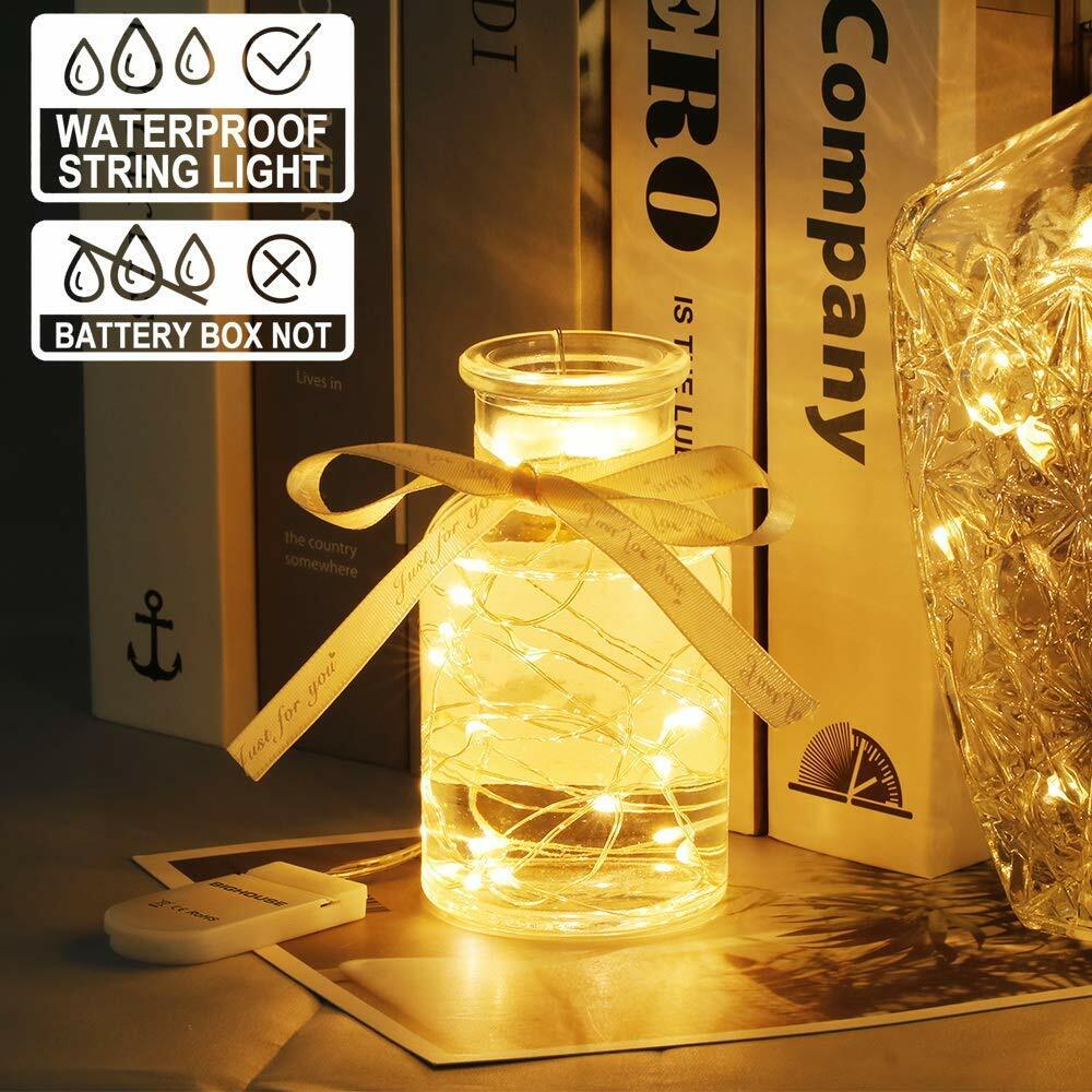 10 pack 20LED Fairy String Lights Button Cell Powered Copper Wire Mini Light 2M