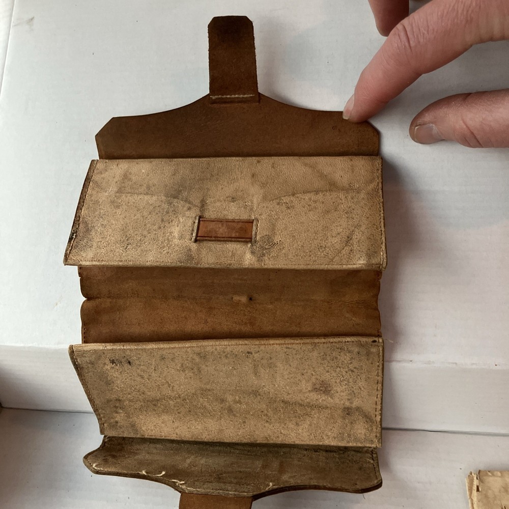 1800's Civil War Era Wallet / DOCUMENT HOLDER W/papers Dated 1833 Antique