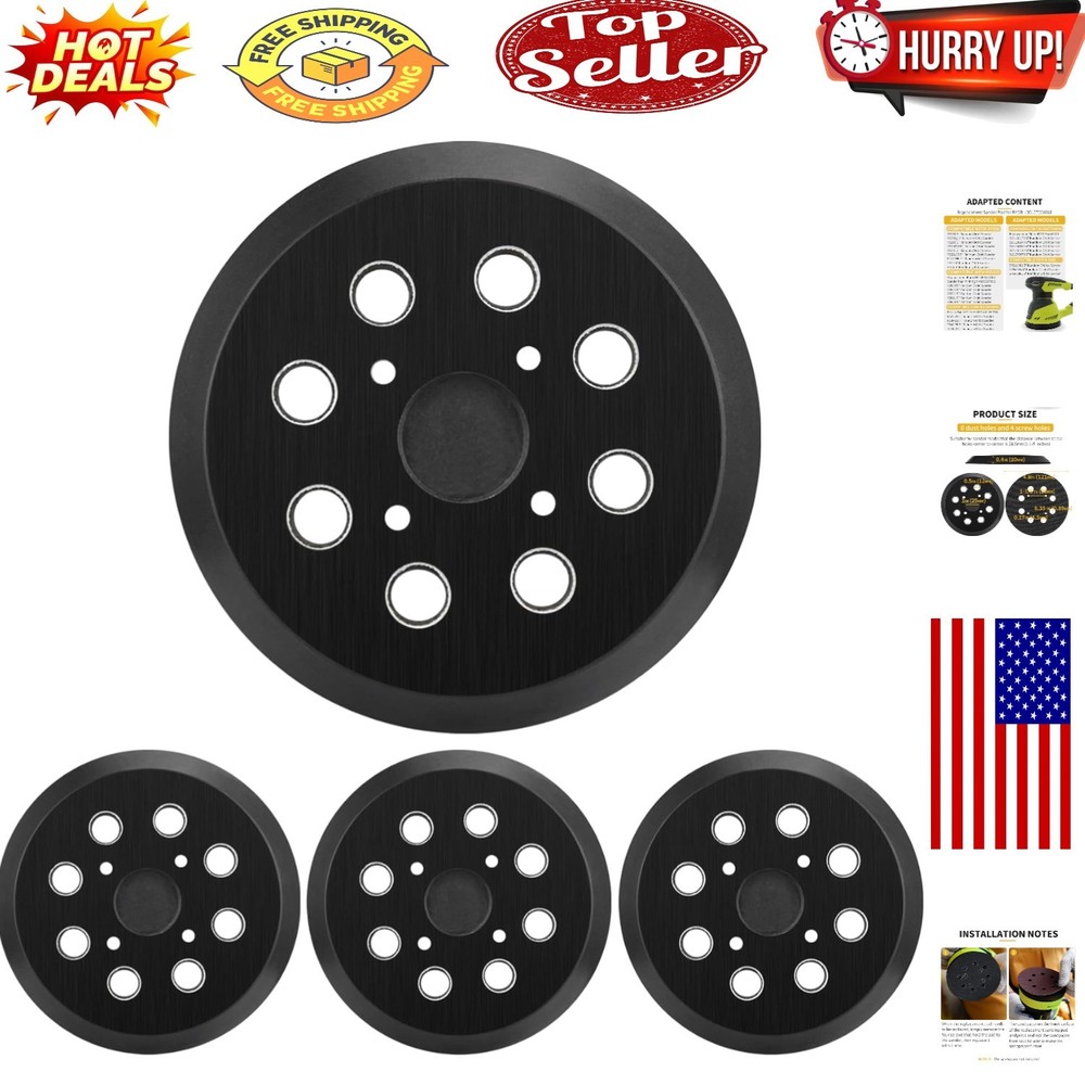4-Pack 5-Inch Hook & Loop Sander Pads for Ryobi & More
