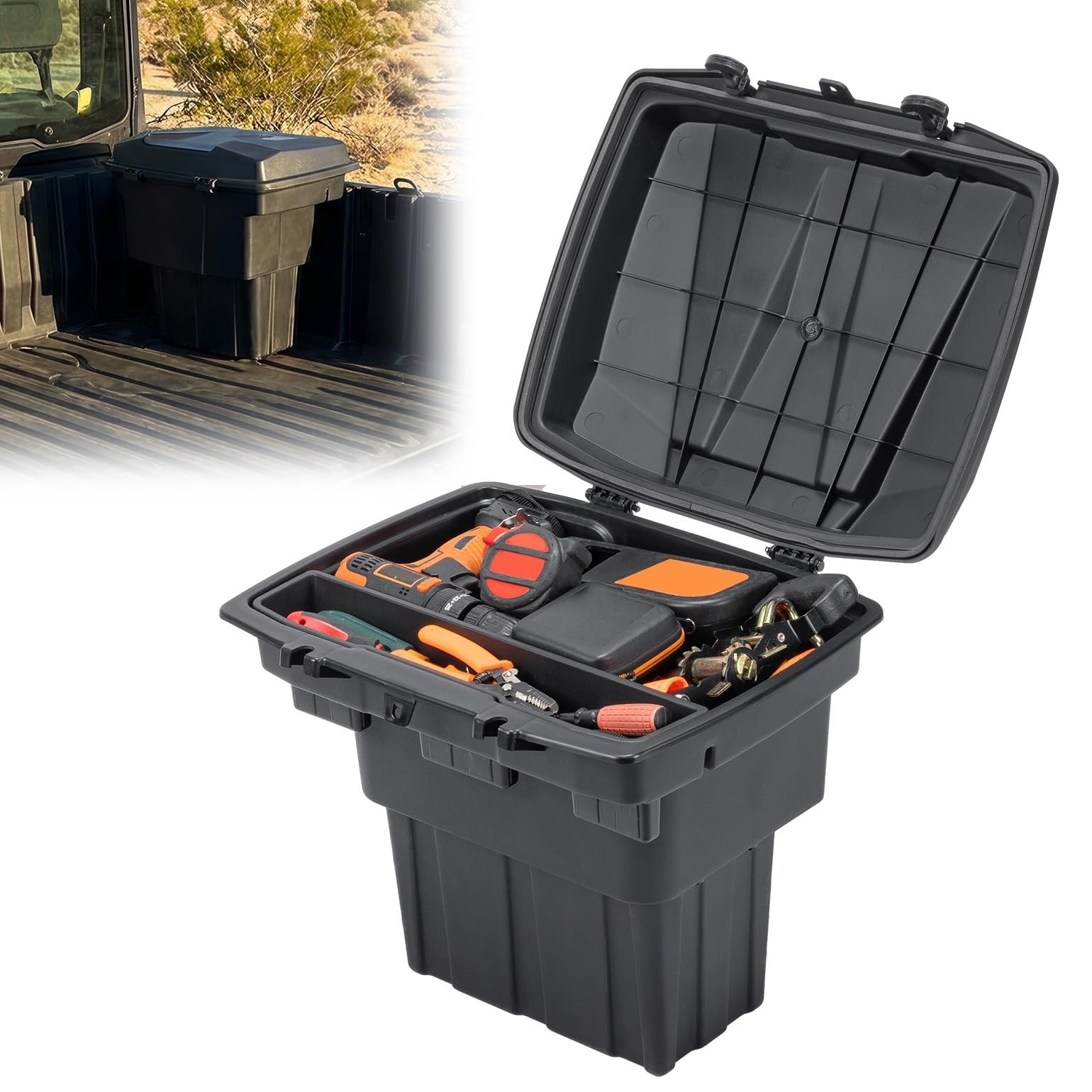 KEMIMOTO UTV Cargo Bed Storage Box for Polaris Ranger 1500 XD 2024-2026 5.8GAL