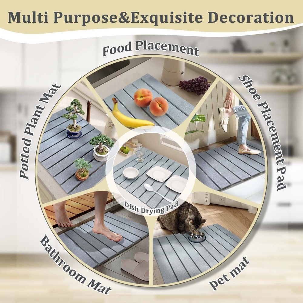 Large Stone Dish Drying Mats For Kitchen Counter, Environmental Diatomaceous
