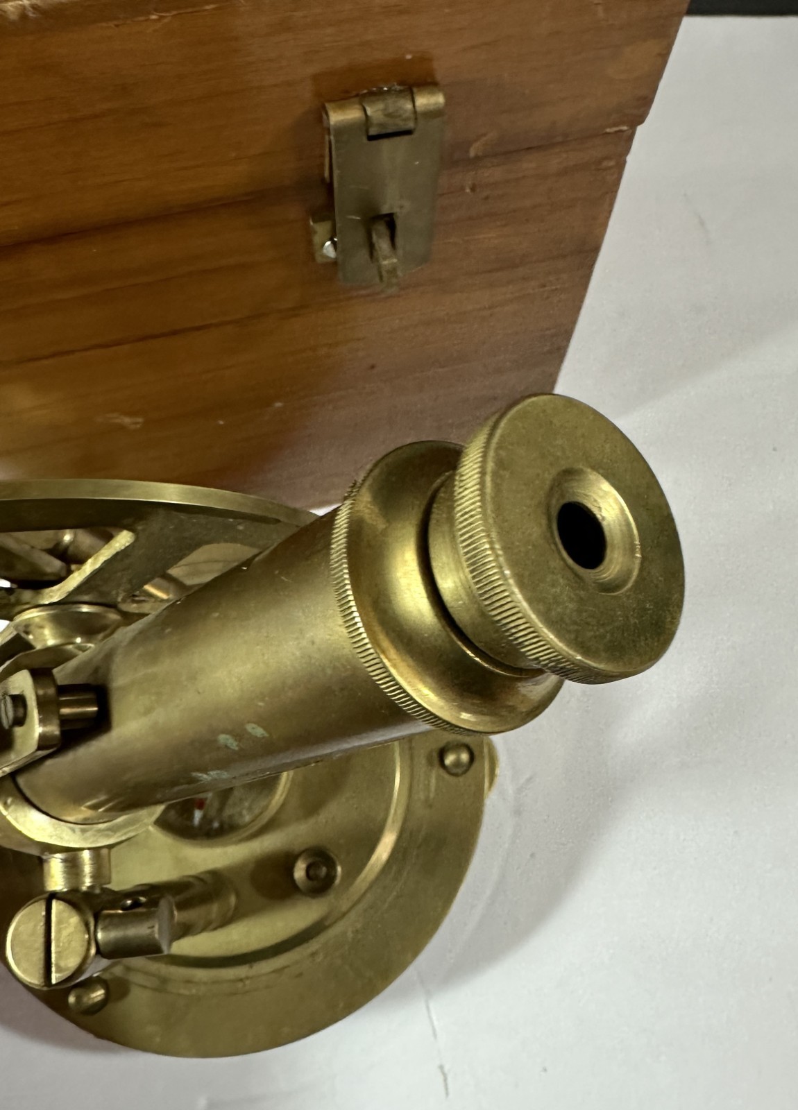 Vintage Brass Theodolite Surveyor's Level Transit Scope Compass Tool & Wood Box