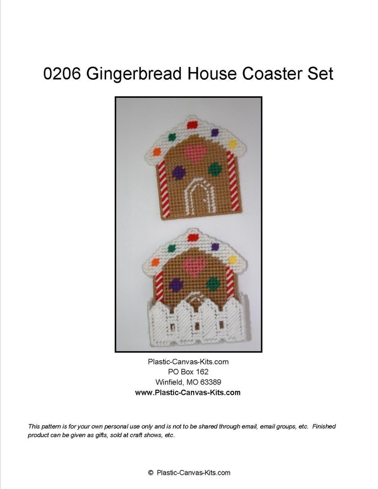 Gingerbread House Coaster Set-Plastic Canvas Pattern or Kit