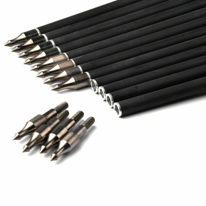 32" Archery Carbon Arrows SP500 Removable Tips for Recurve&Compound Bow Target