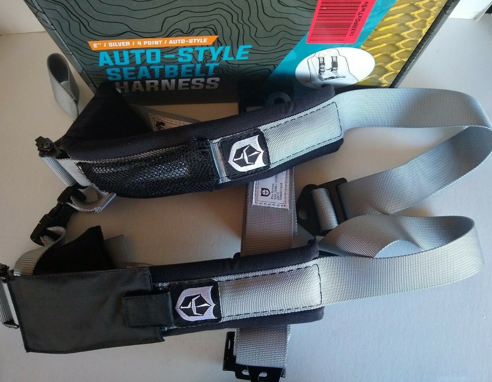 Pro Armor 4-Point Auto-Style Seatbelt Harness 2" Silver Passenger Side