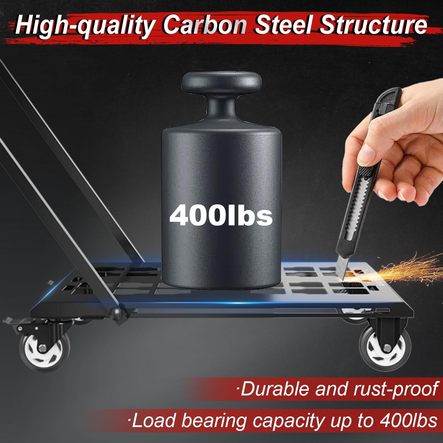 Heavy Duty Toolbox Dolly with Handle,forMilWaukee Packout Toolbox,Double Storage