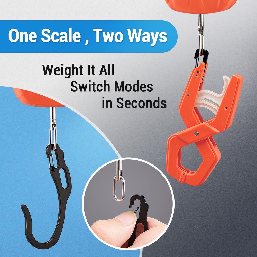 Fish Scale Digital Fishing Scale with Lip Gripper & Replaceable Hook, Auto Un...