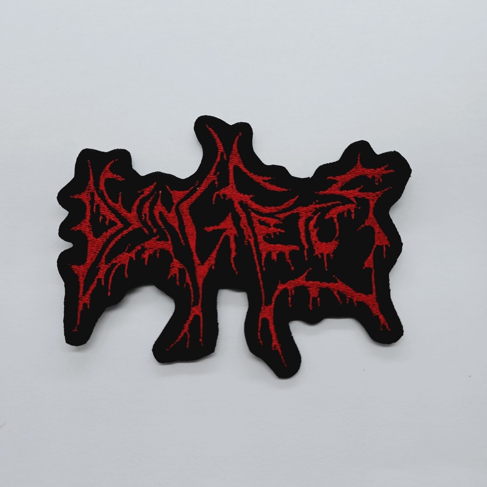 DYING FETUS  RED LOGO  SHAPED  EMBROIDERED  PATCH