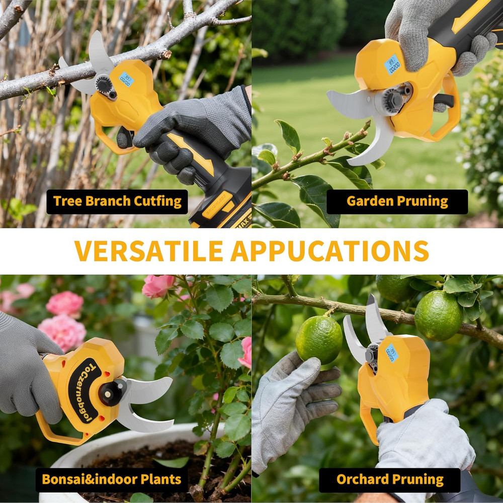 Electric Pruning Shears, Cordless Power Pruner with 2 Inch Cutting Diameter, LCD