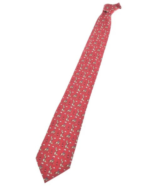 HERMES  Tie for Men Red Used Secondhand
